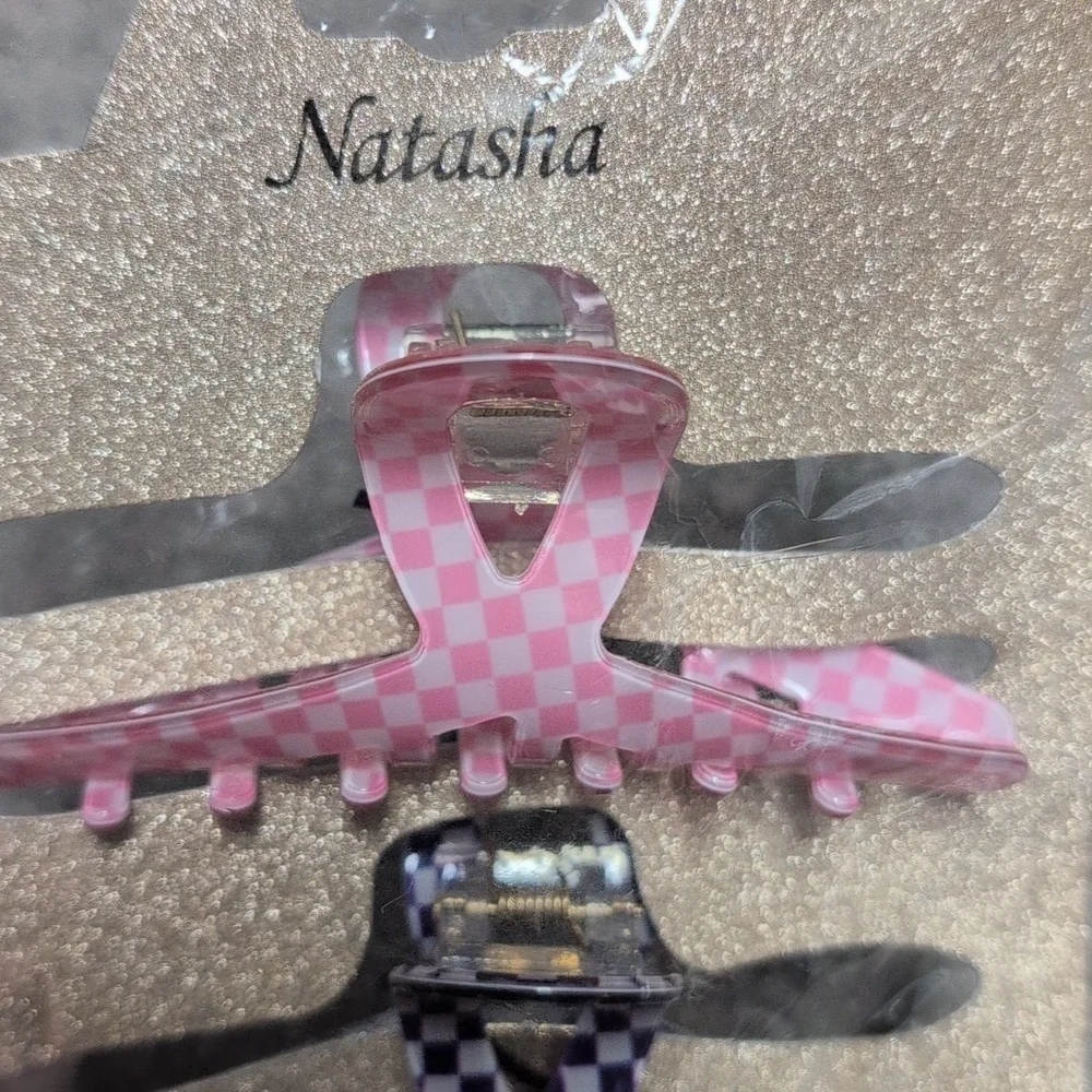 3 Piece Checkered Claw Clip Set NWT